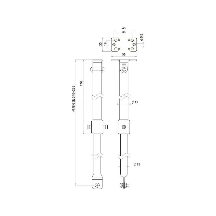 S-107-SS 仕切レール用 大型伸縮吊棒 ショート 日中製作所【アウンワークス通販】