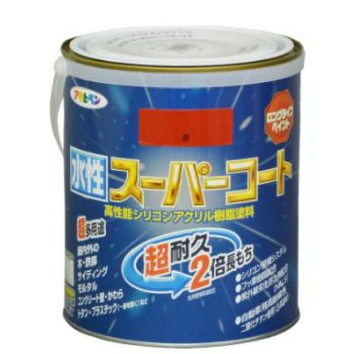 水性スーパーコート 1.6L 赤 6缶/ケース アサヒペン【アウンワークス通販】