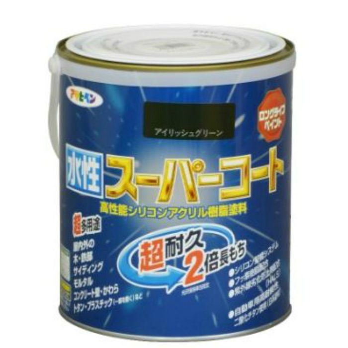 水性スーパーコート 1.6L アイリッシュグリーン 6缶/ケース アサヒペン