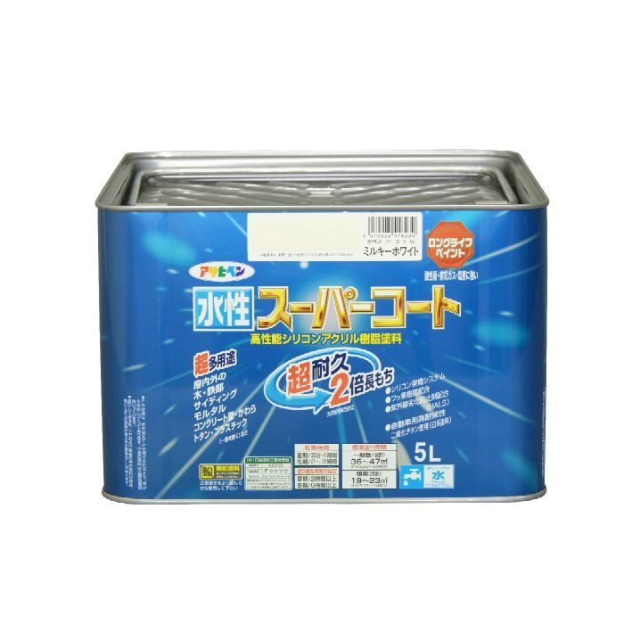 水性スーパーコート 5L ミルキーホワイト アサヒペン【アウンワークス