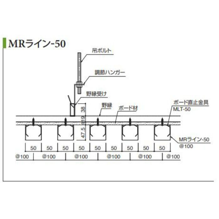 ホワイトアッシュ アルミデザインルーバー MRライン-50 t=0.6mm L=3000mm