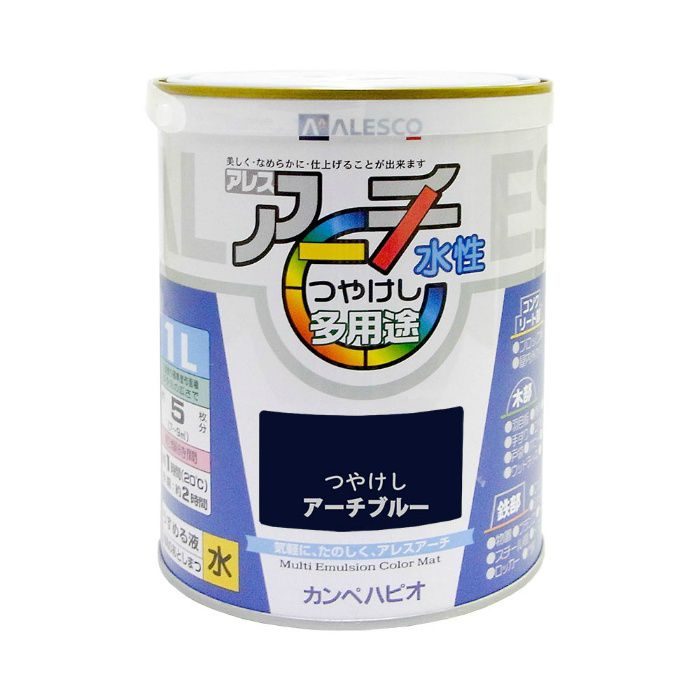 青湖 アレスアーチ 1L アーチブルー 水性つや消し カンペハピオ【アウン