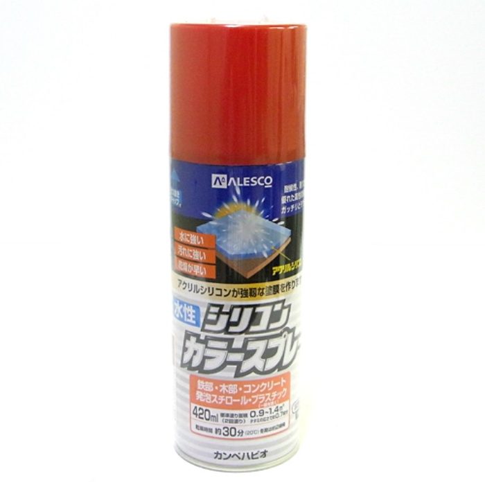 水性シリコンカラースプレー 420ml レッド 水性つやあり・つやけし