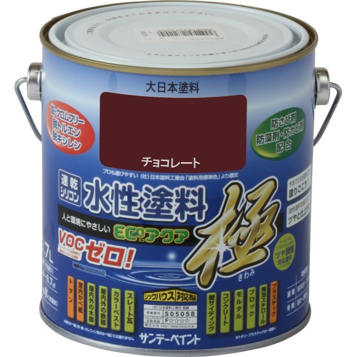 390588 水性ECOアクア ゼロVOC多目的タイプ つやあり 0.7L チョコレート