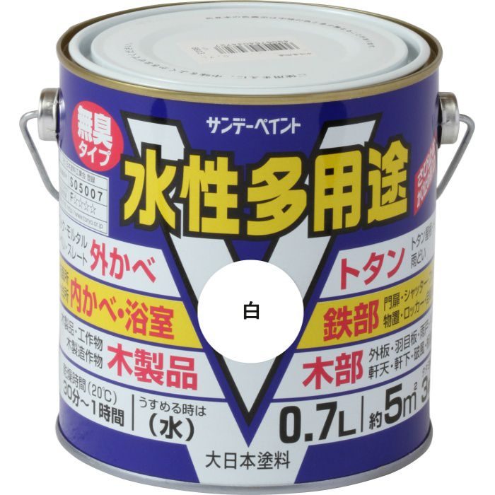390070 水性多用途 塗料 半つや 0.7L 白