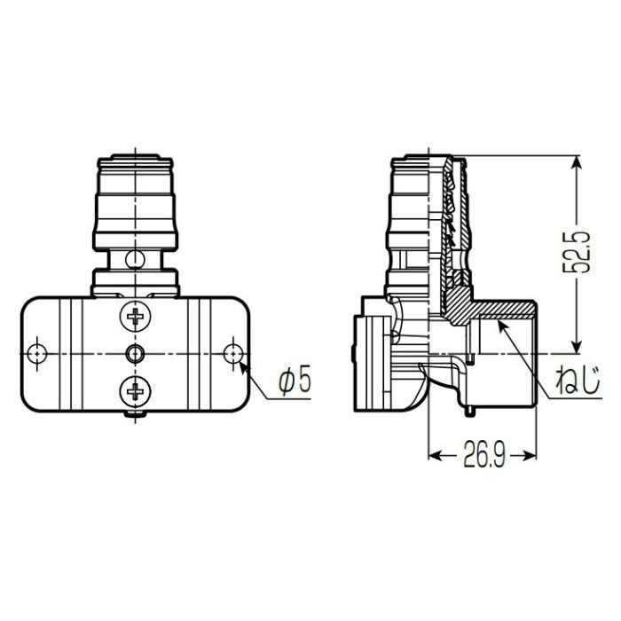 SKE-13A-15T RMモール付属品 座付給水栓エルボ(RMKWN用) Sタイプ継手