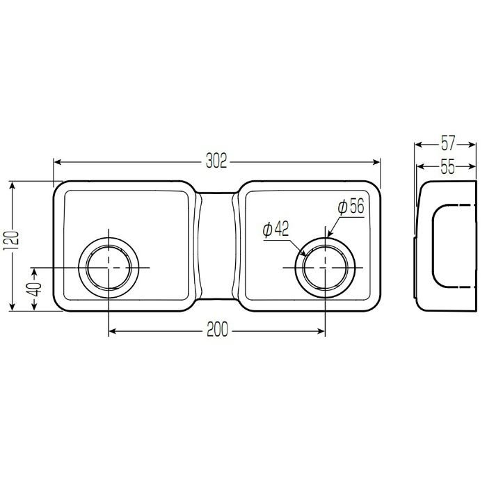 RMPEBW-20M RMモールペア付属品 混合水栓用エルボボックス ミルキーホワイト