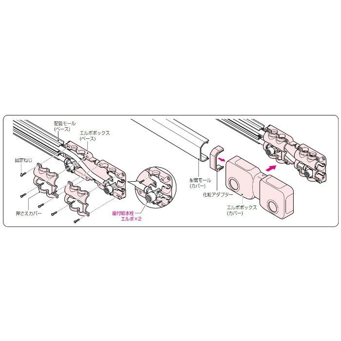 RMPEBW-20M RMモールペア付属品 混合水栓用エルボボックス ミルキーホワイト