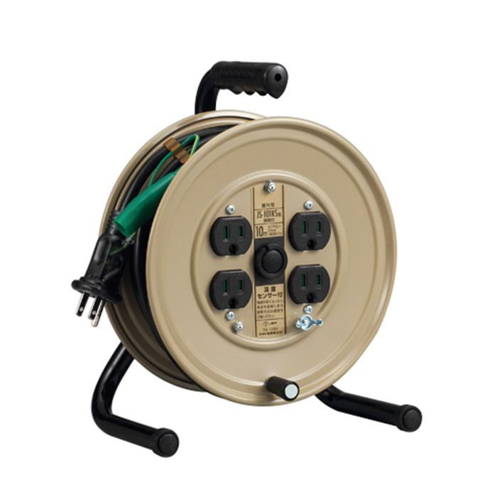 JS-101KS コードリール コンパクトタイプ JSリール 100V型 標準型(接地付) 温度センサー内蔵 電線長さ10m