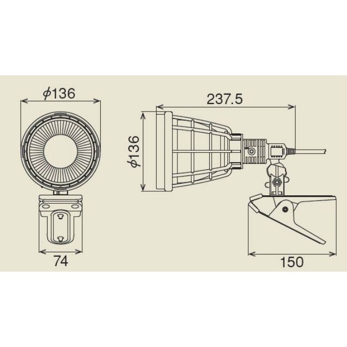 LK-10L 軽便LEDランプ 10W 屋内用 電線長さ5m