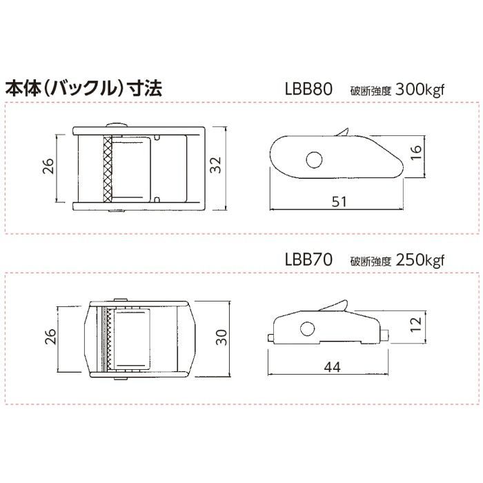 LBB70 E45 ラッシングベルト カムバックル LBB100シリーズ エンドレス