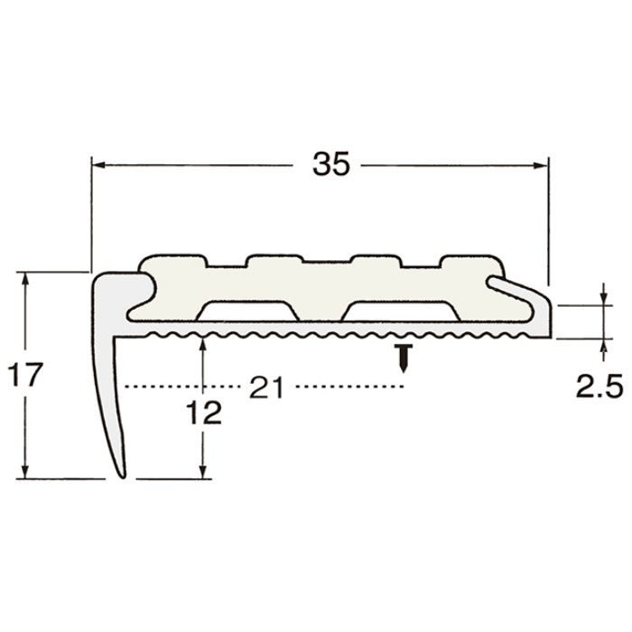 D112-2H-7 充填タイヤノンスリップ スタンダードタイプ （アルミニウム・シルバー） ブラウン 35mm×2m Pタイル・長尺シート用