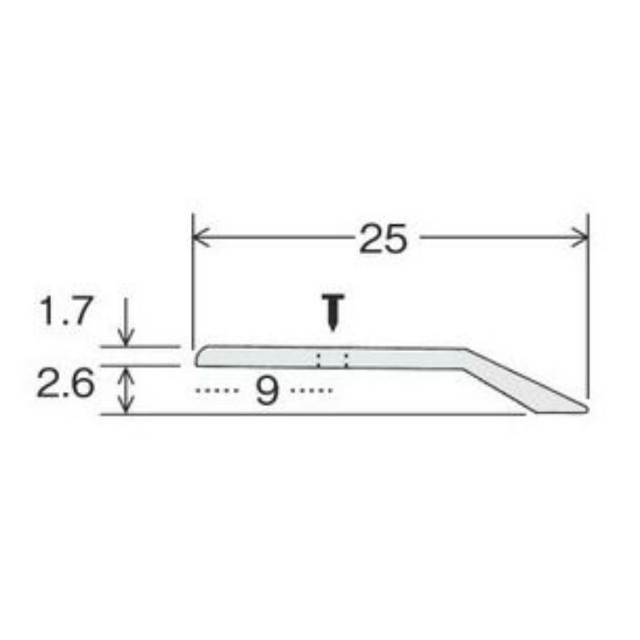 D324-2 アルミじゅうたん押え への字 アンバー 25mm×2m ビス穴なし