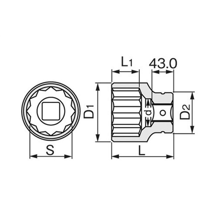 入荷待ち】12AD-41 インパクト用ソケット(12角) TONE【アウンワークス