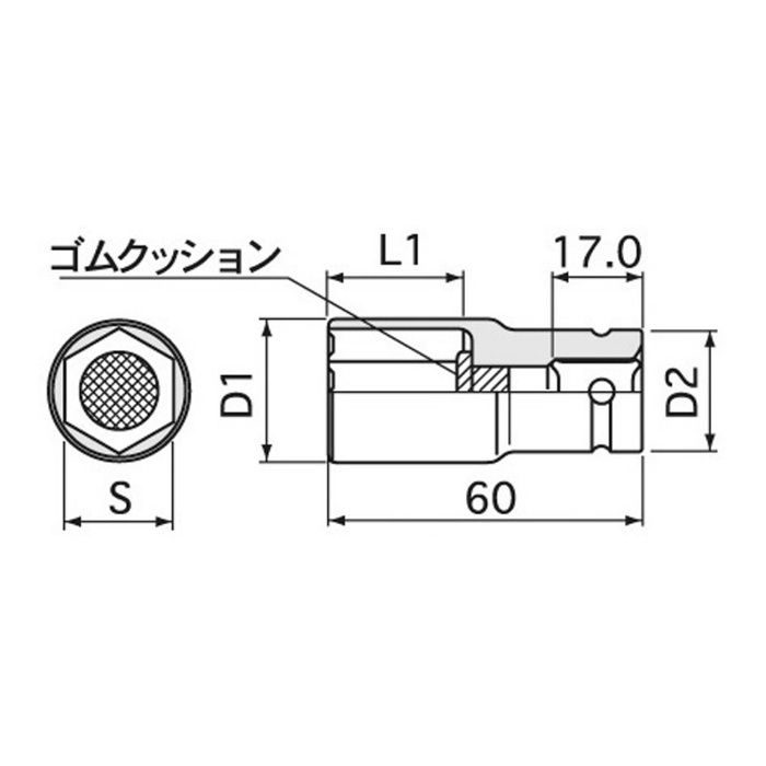 4A-19N インパクト用薄形ホイルナットソケット TONE【アウンワークス通販】