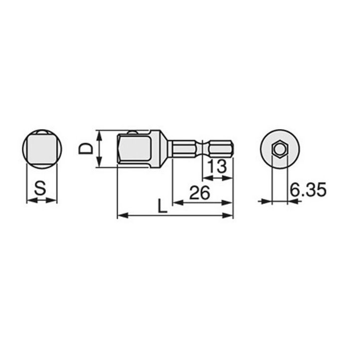 2BSA-08 充電式電動ドリル用ソケットアダプター
