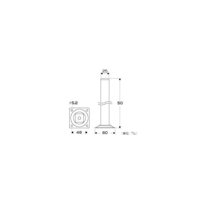 KSK205-1 スマートレグ 角脚タイプ L=50mm 黒