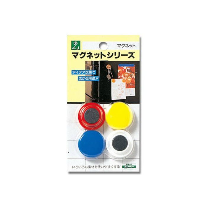 ME30-10 マグネット ポイントカラー 丸型プラスチック付 30φ 4色(ホワイト・レッド・ブルー・イエロー)