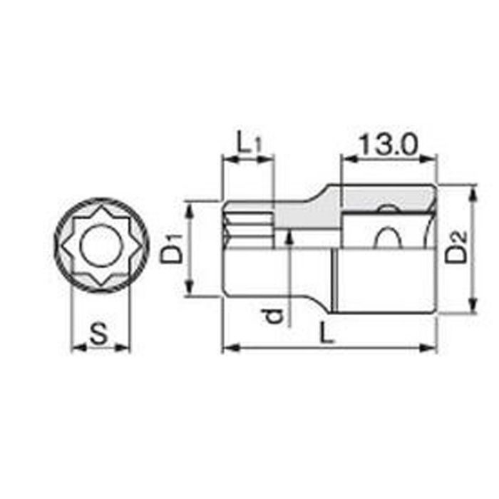 3E-13 ソケット(8角)