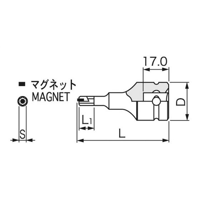 4AH-05K インパクト用ヘキサゴンソケット(マグネット付)【アウンワークス通販】