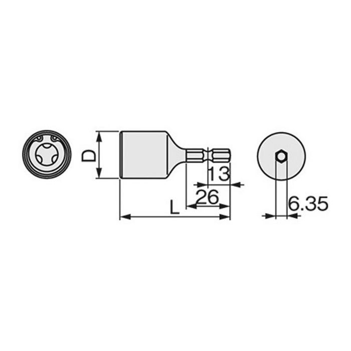 2BSR-08B 充電式電動ドリル用全ねじソケット