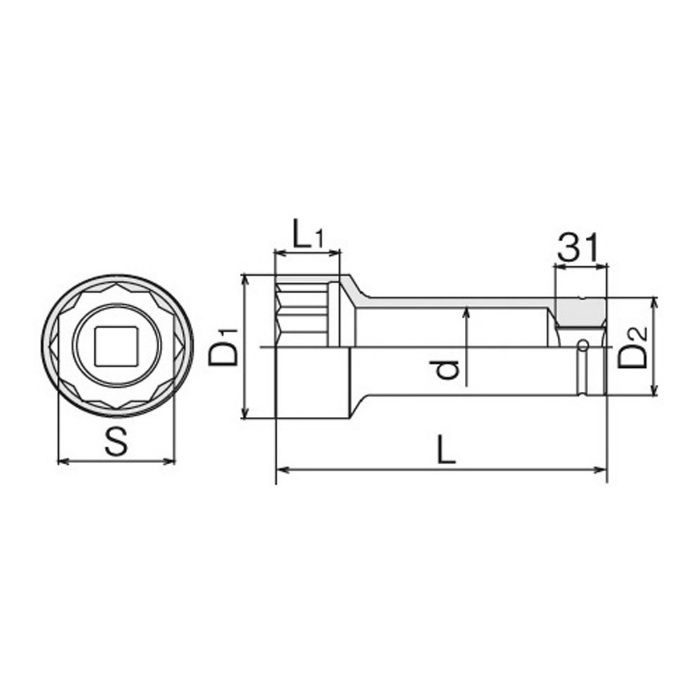 入荷待ち】8AD-75L200 アンカーボルト用ソケット 12角 TONE【アウン