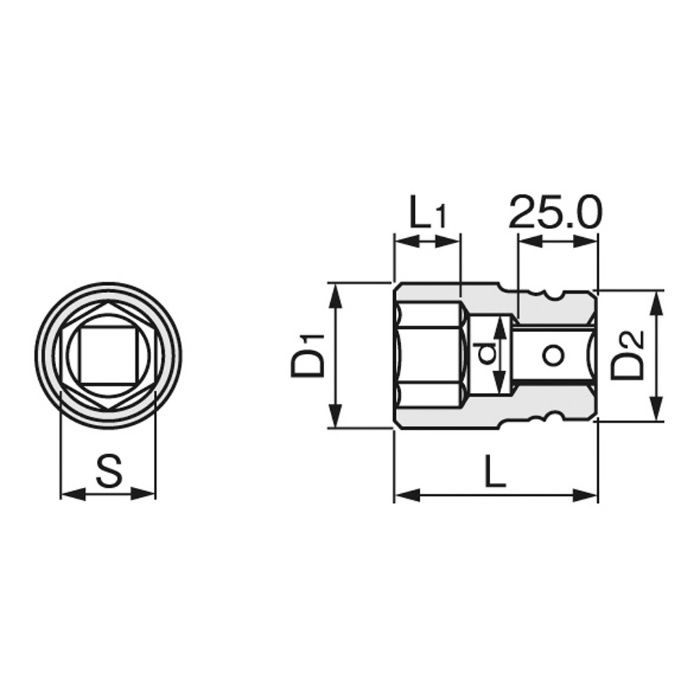 6NV-19 インパクト用ソケット(6角)