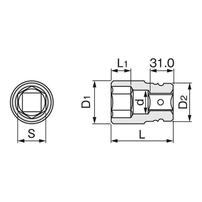 8NV-55 インパクト用ソケット(6角)