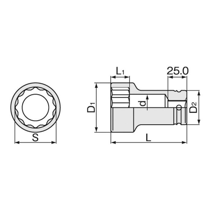 【入荷待ち】6NW-26L100 インパクト用ロングソケット(12角) TONE【アウンワークス通販】