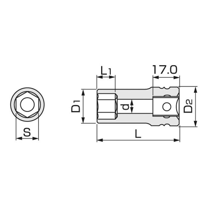 4NV-30L100 インパクト用超ロングソケット(6角)