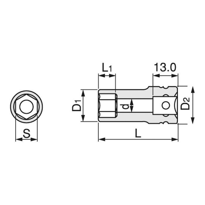 3NV-21L インパクト用ロングソケット(6角)