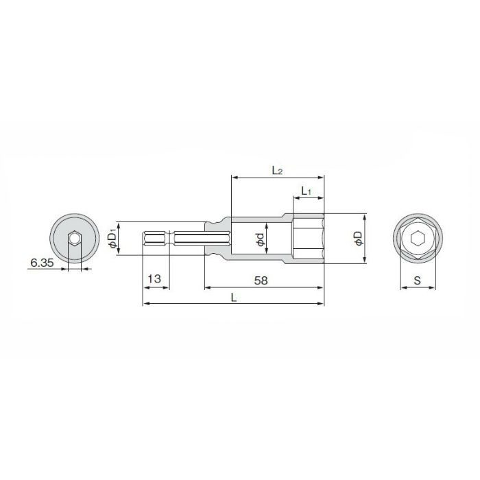 2BN-19C 電動ドリル用コンパクトソケット