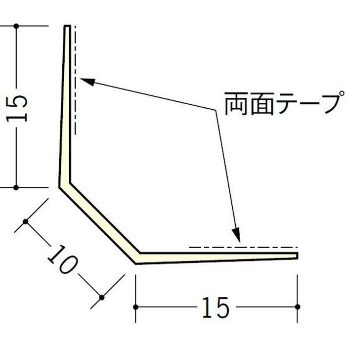 ペンキ・クロス下地材 出隅 ビニール 面取ボードコーナー10テープ付 ミルキー 3m  01136-2
