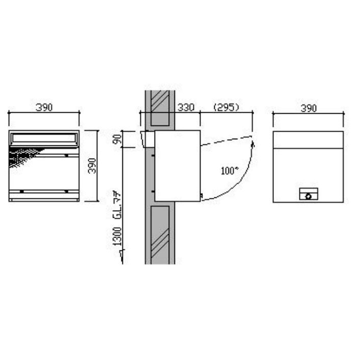 MX-303A MAILBOX myナンバー錠 戸建郵便受 前入後出 埋込専用  ブロンズブラウン