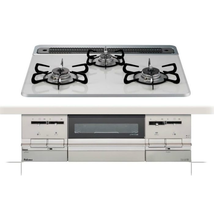 PD-721WS-60CV LP ブリリオシリーズ 水なし両面焼きグリル付3口ガスビルトインコンロ LPG トッププレート60cm ティアラシルバー
