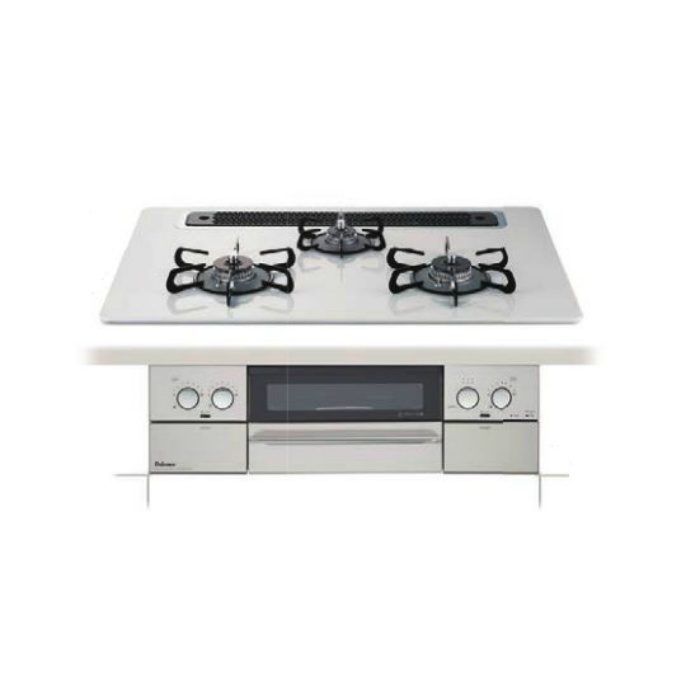 PD-809WS-75GJ 13A WITHNA 水なし両面焼きグリル付3口ガスビルトインコンロ 13A トッププレート75cm ノーブルグレー