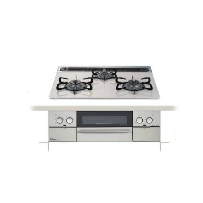 PD-809WS-60CV 13A WITHNA 水なし両面焼きグリル付3口ガスビルトインコンロ 13A トッププレート60cm ティアラシルバー