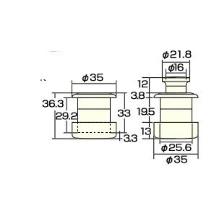 AP-332Aプッシュツマミ35mmセントク アイワ金属【アウンワークス通販】