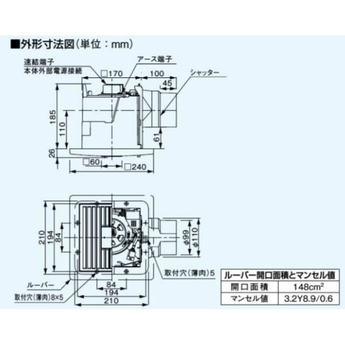 FY-17CFR8V 天井埋込形換気扇 低騒音・自動運転形 人感センサー付