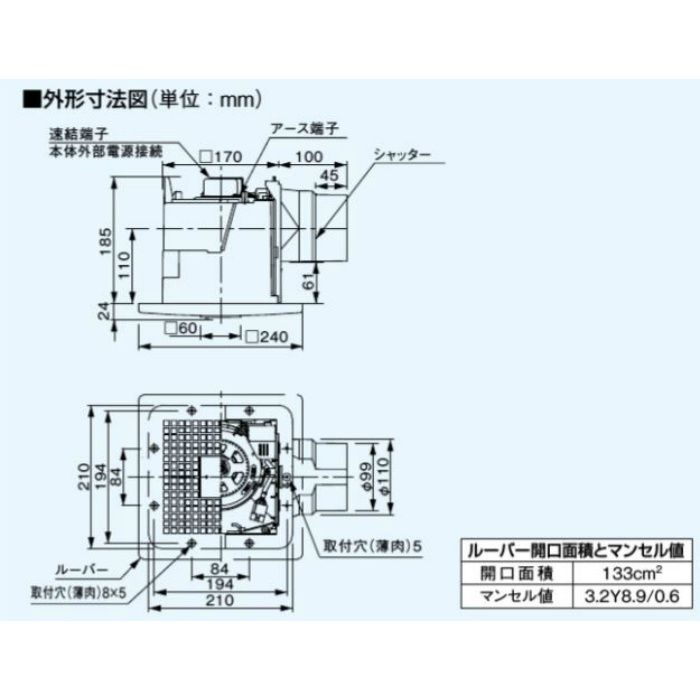 FY-17CR8 天井埋込形換気扇 低騒音・自動運転形 人感センサー付