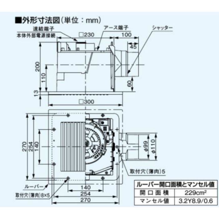 天井埋込換気扇(自動運転形・湿度センサー) FY-24CHH8