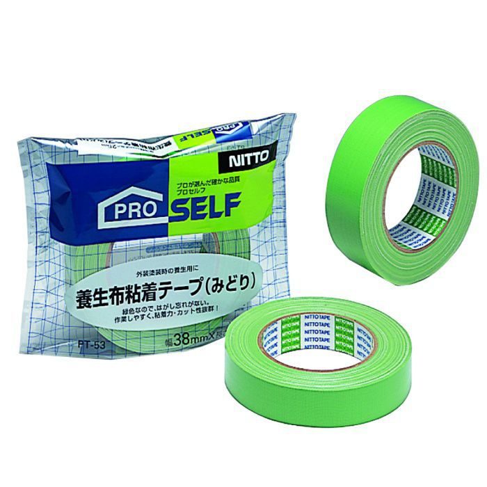 J7970 プロセルフ 養生布粘着テープ PT-53 0.29mm×38mm×25m みどり