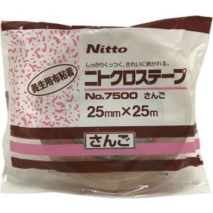 入荷待ち】No.7500 養生用布粘着 ニトクロステープ 25mm×25m さんご