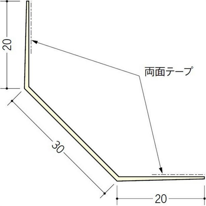 ペンキ・クロス下地材 出隅 ビニール 面取ボードコーナー30テープ付 ミルキー 3m  01140-2