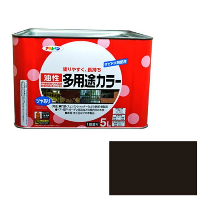 537652 油性多用途カラー 5L 黒 ツヤあり アサヒペン【アウンワークス