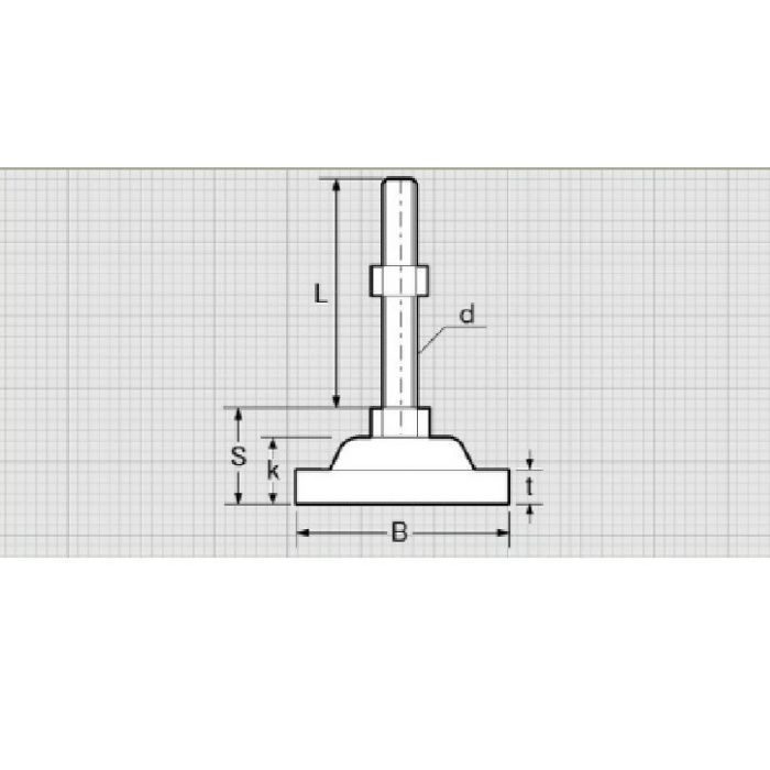 KA2-20x100 アジャスターすべり止めタイプ（鉄／三価ユニクロ） M20×100mm