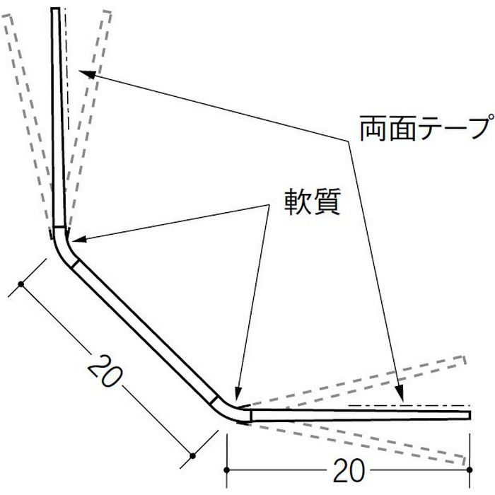 ペンキ・クロス下地材 出隅 ビニール 20面取フリーコーナー テープ付 ホワイト 3m  01211-2【セール開催中】