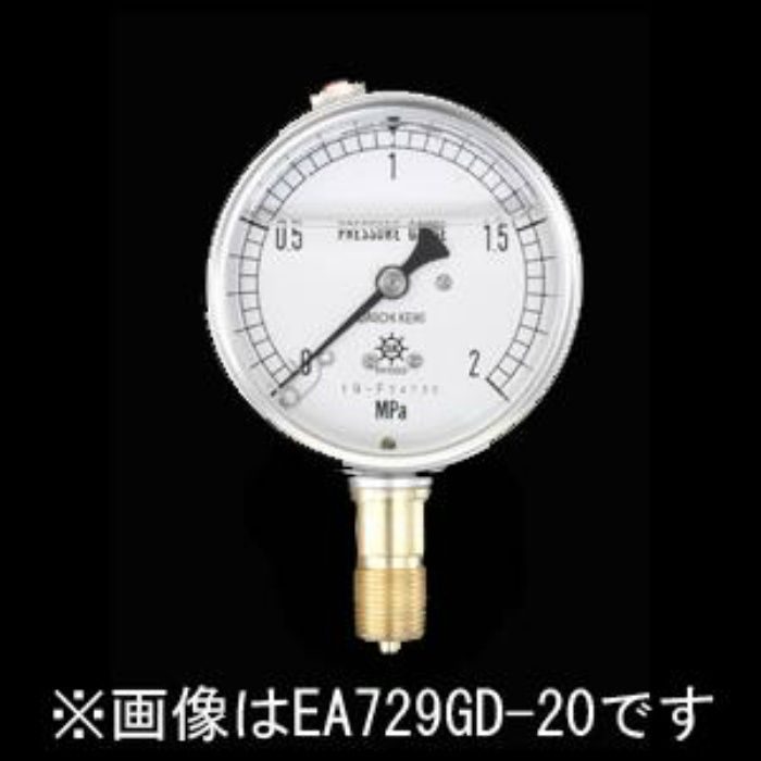 EA729GF-100 100mm／ 0-10MPa 圧力計（グリセリン入） エスコ【アウン