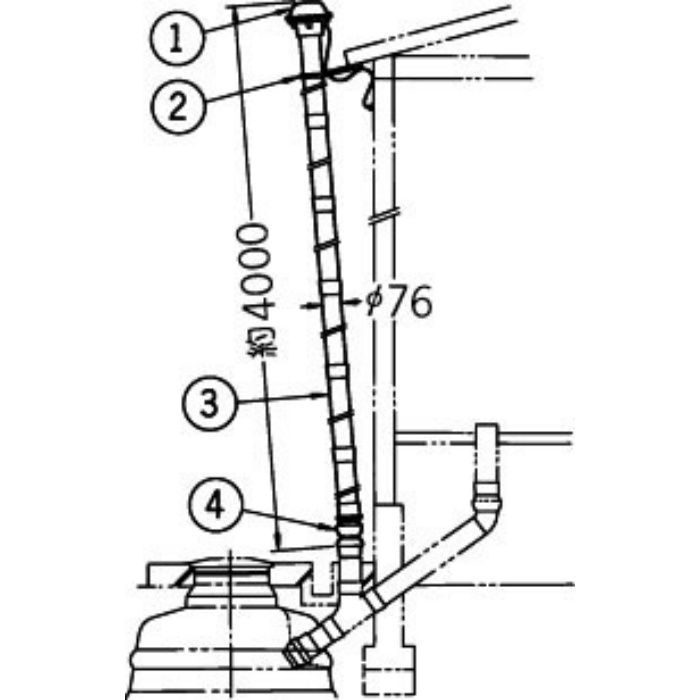 BT-76R 簡易水洗便器トイレーナ 臭突管セット