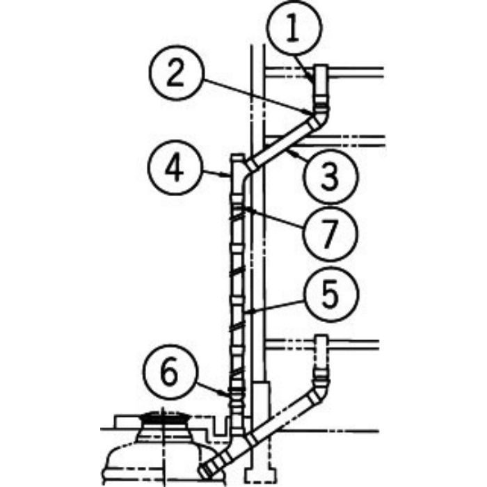 BT-114R 簡易水洗便器トイレーナ 2階用配管セット